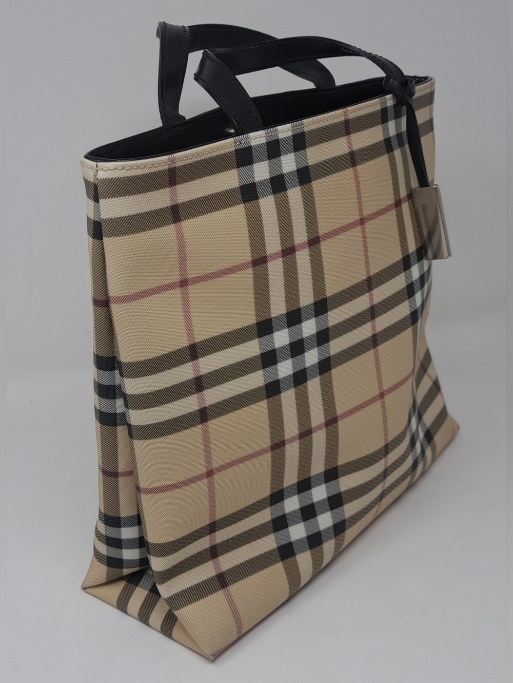 NEW Burberry London Tote Bag Nova Check Vintage Y2K Italy PVC Size Medium - Picture 6 of 16